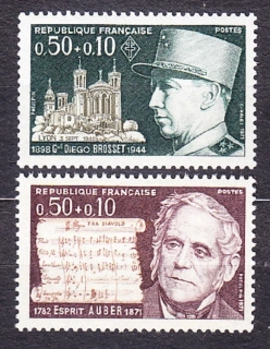 FRANCÚZSKO 1971, Michel 1741-1742, ** čistá séria. SLÁVNE OSOBNOSTI.