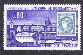 FRANCÚZSKO 1970, Michel 1730, ** čistá séria. PRVÁ VÝSTAVA ZNÁMOK V BOREDEAUX.