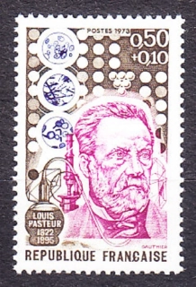 FRANCÚZSKO 1973, Michel 1848, ** čistá séria. BIOLÓG LOUIS PASTEUR.