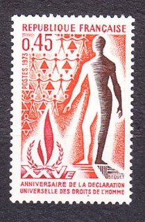 FRANCÚZSKO 1973, Michel 1861, ** čistá séria. DEKLARÁCIA ĽUDSKÝCH PRÁV.