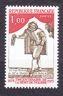 FRANCÚZSKO 1973, Michel 1850, ** čistá séria. DRAMATIK MOLIÉRE.