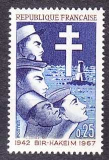 FRANCÚZSKO 1967, Michel 1599, ** čistá séria. PÚŠTNA BITKA U BIR-HAKEIM.