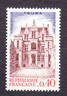 FRANCÚZSKO 1967, Michel 1582, ** čistá séria. TURIZMUS - HOTEL V TOURS.