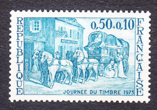 FRANCÚZSKO 1973, Michel 1824, ** čistá séria. DEŇ ZNÁMKY - POŠTOVÝ DOSTAVNÍK.