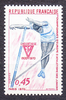 FRANCÚZSKO 1970, Michel 1722, ** čistá séria. ATLETIKA.