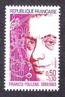 FRANCÚZSKO 1974, Michel 1882, ** čistá séria. SKLADATEĽ F. POULENC.