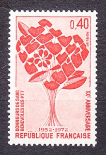 FRANCÚZSKO 1972, Michel 1791, ** čistá séria. SYMBOL KRVI - STROM.
