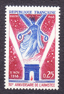 FRANCÚZSKO 1968, Michel 1642, ** čistá séria. KONIEC PRVEJ SVETOVEJ VOJNY.