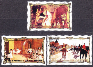 SEVERNÁ KÓREA 1984, Michel 2468-2470, razená séria. MAĽBY - E. DEGAS, KONE.