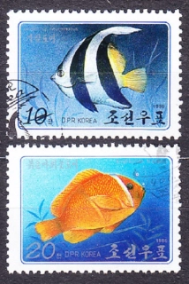SEVERNÁ KÓREA 1986, Michel 2726-2727, razená séria. RYBY.