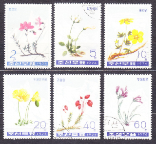 SEVERNÁ KÓREA 1974, Michel 1304-1309, razená séria. HORSKÉ KVETY.