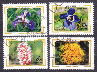 SEVERNÁ KÓREA 1989, Michel 3050-3053, razené. HORSKÉ KVETY.