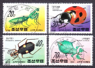SEVERNÁ KÓREA 1990, Michel 3135-3138, razená séria. CHROBÁKY.