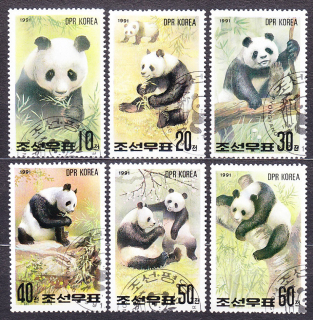 SEVERNÁ KÓREA 1991, Michel 3165-3170, razená séria. PANDY.