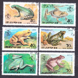 SEVERNÁ KÓREA 1992, Michel 3340-3345, razená séria. ŽABY.