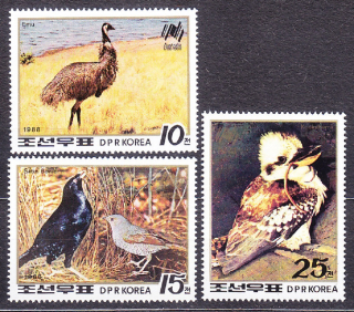 SEVERNÁ KÓREA 1988, Michel 2940-2942, ** čistá séria. AUSTRÁLSKE VTÁCTVO.