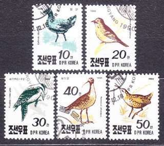 SEVERNÁ KÓREA 1990, Michel 3160-3164, razená séria. VTÁCTVO.
