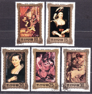 SEVERNÁ KÓREA 1981, Michel 2166-2170, razené. MAĽBY - P. P. RUBENS.
