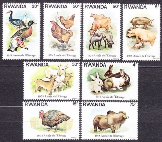 RWANDA 1978, Michel 966-973, ** čistá séria. DOMÁCE ZVIERATÁ.