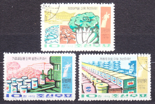 SEVERNÁ KÓREA 1972, Michel 1139-1141, razená séria. POTRAVINÁRSKY PRIEMYSEL.