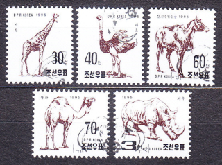 SEVERNÁ KÓREA 1995, Michel 3779-3783, razená séria. AFRICKÉ ZVIERATÁ.