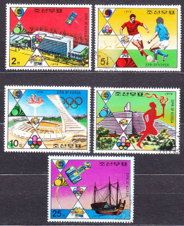 SEVERNÁ KÓREA 1976, Michel 1523-1527, razené. ŠPORT, KOZMOS, LODE.