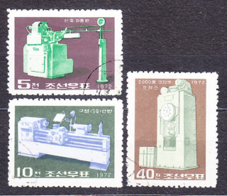 SEVERNÁ KÓREA 1972, Michel 1146-1148, razená séria. AUTOMATICKÉ STROJE.