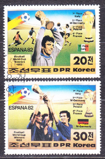 SEVERNÁ KÓREA 1982, Michel 2269-2270, razená séria. FUTBAL - MS V ŠPANIELSKU - VÍŤAZI.