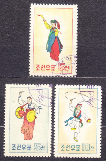 SEVERNÁ KÓREA 1960, Michel 213-215, razená séria. NÁRODNÉ TANCE.