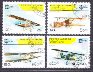LAOS 1996, Michel 1526-1529, razené. STARÉ LIETADLÁ.