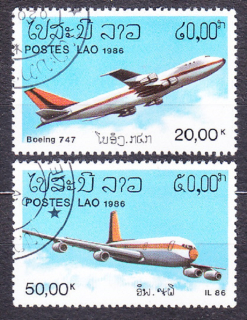 LAOS 1986, Michel 920-921, razená séria. LIETADLÁ.