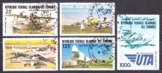 KOMORY 1985, Michel 767-771, razená séria. LIETADLÁ, ŤAVA, 50. VÝROČIE UTA.