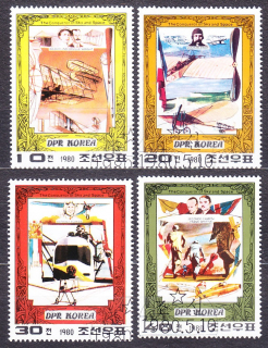 SEVERNÁ KÓREA 1980, Michel 1997-2000, razená séria. LIETADLÁ, SLÁVNI LETCI.