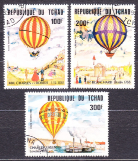 ČAD 1983, Michel 962-964, razené. BALÓNY, PARNÍK.