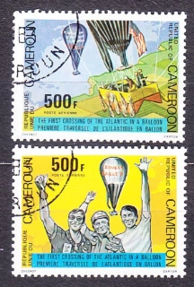 KAMERUN 1979, Michel 919-920, razená séria. BALÓNY, PRVÝ LET CEZ ATLANTIK.