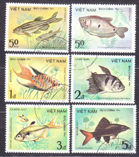 VIETNAM 1984, Michel 1453-1458, razené. RYBY.