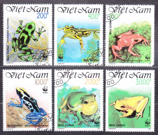 VIETNAM 1991, Michel 2344-2349, razené. OCHRANA PRÍRODY - ŽABY.