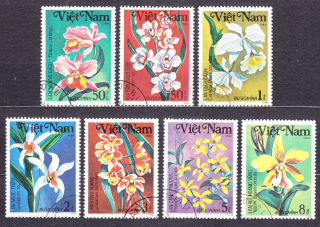 VIETNAM 1984, Michel 1425-1431 razená séria. ORCHIDEY.