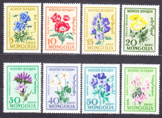 MONGOLSKO 1960, Michel 184-191, ** čistá séria. KVETY.