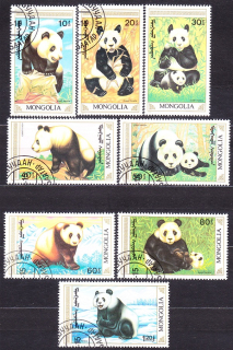 MONGOLSKO 1990, Michel 2157-2164, razená séria. PANDY.