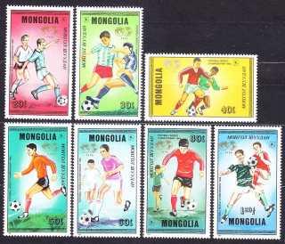 MONGOLSKO 1986, Michel 1764-1770, ** čistá séria. FUTBAL - MAJSTROVSTVÁ SVETA.