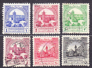 JORDÁNSKO 1947, Michel 1-6, * čistá / razené. PRÍPLATKOVÉ. KRAJINY - NA POMOC PALESTÍNE.