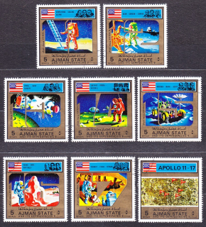 AJMAN 1972, Michel 2669-2676, razená séria. PROGRAM APOLLO.