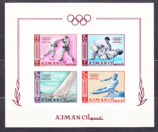 AJMAN 1965, Michel Block 2 B, * čistý hárček. LOH V TOKIU.