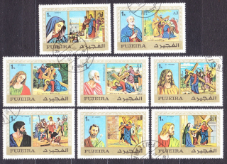 FUJEIRA 1970, Michel 559-573, razená séria. JEŽIŠ - KRÍŽOVÁ CESTA.