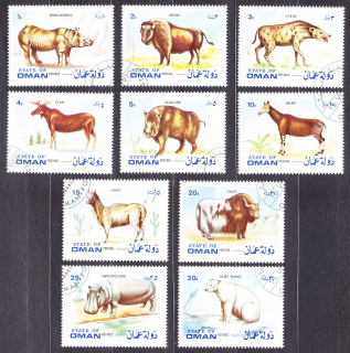 OMÁN 1972, Lokálne vydanie, razená séria. ZVIERATÁ.