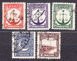 PAKISTAN 1948, Michel 24-27, 33, razené. VÁHY, POLMESIAC, KRAJINY.