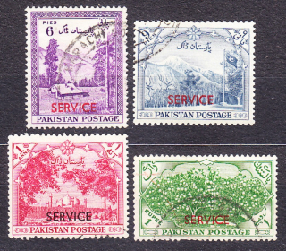 PAKISTAN 1957, Michel 55-57, 60, razené. SLUŽOBNÉ. KRAJINY.
