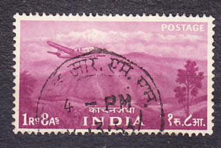 INDIA 1955, Michel 252, razená. KRAJINY, LIETADLO.