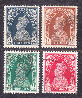 INDIA 1937, Michel 146-149, razené. KOLÓNIE. KRÁĽ GEORGE VI.